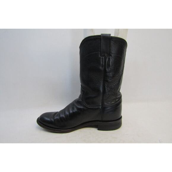 Justin Roper Mens Size 7.5 D Black Leather Cowboy Western Boots main image 7